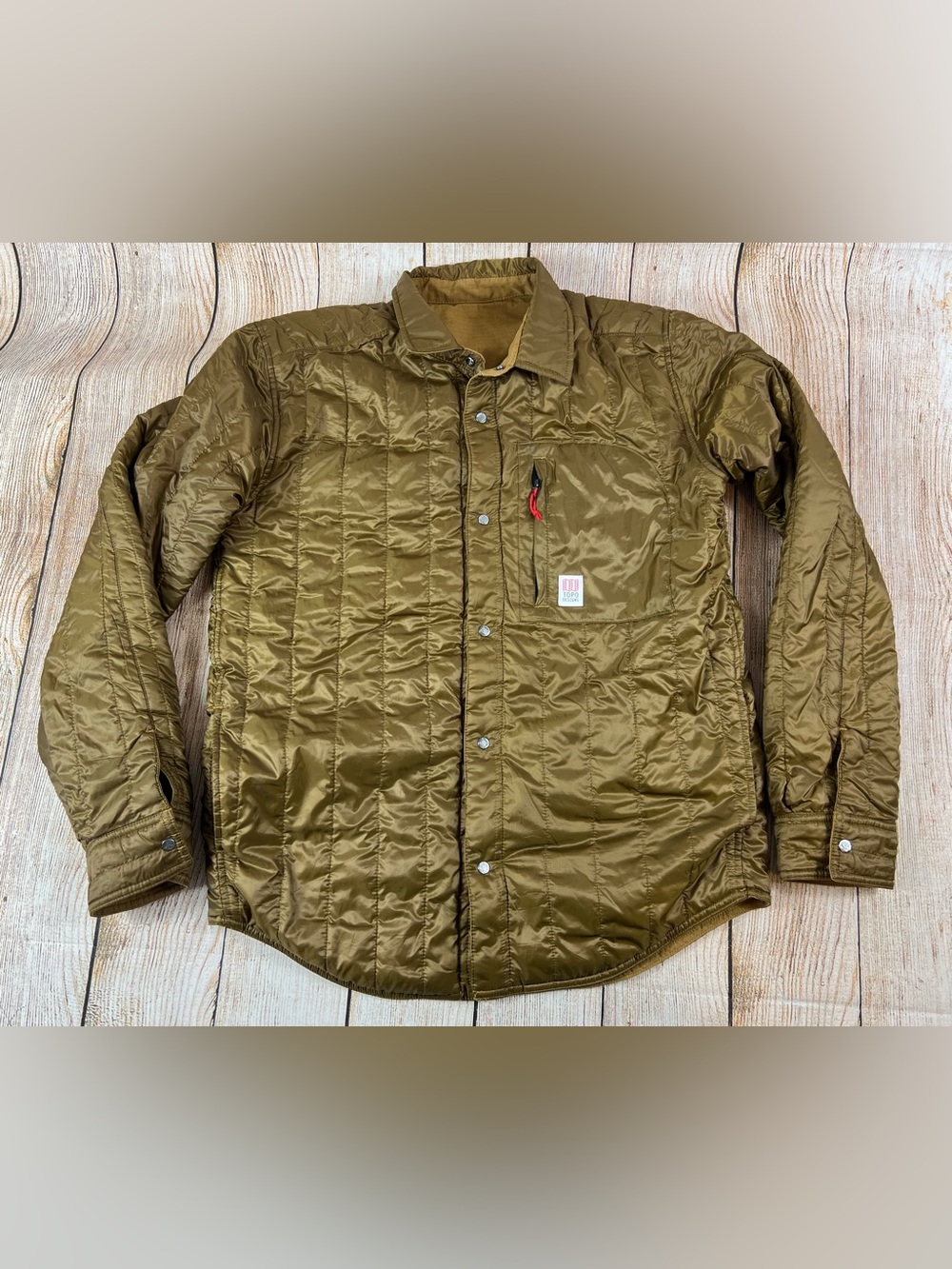 Mens Topo Designs Reversible Brown Shirt Jacket Quilted Ripstop Size Small